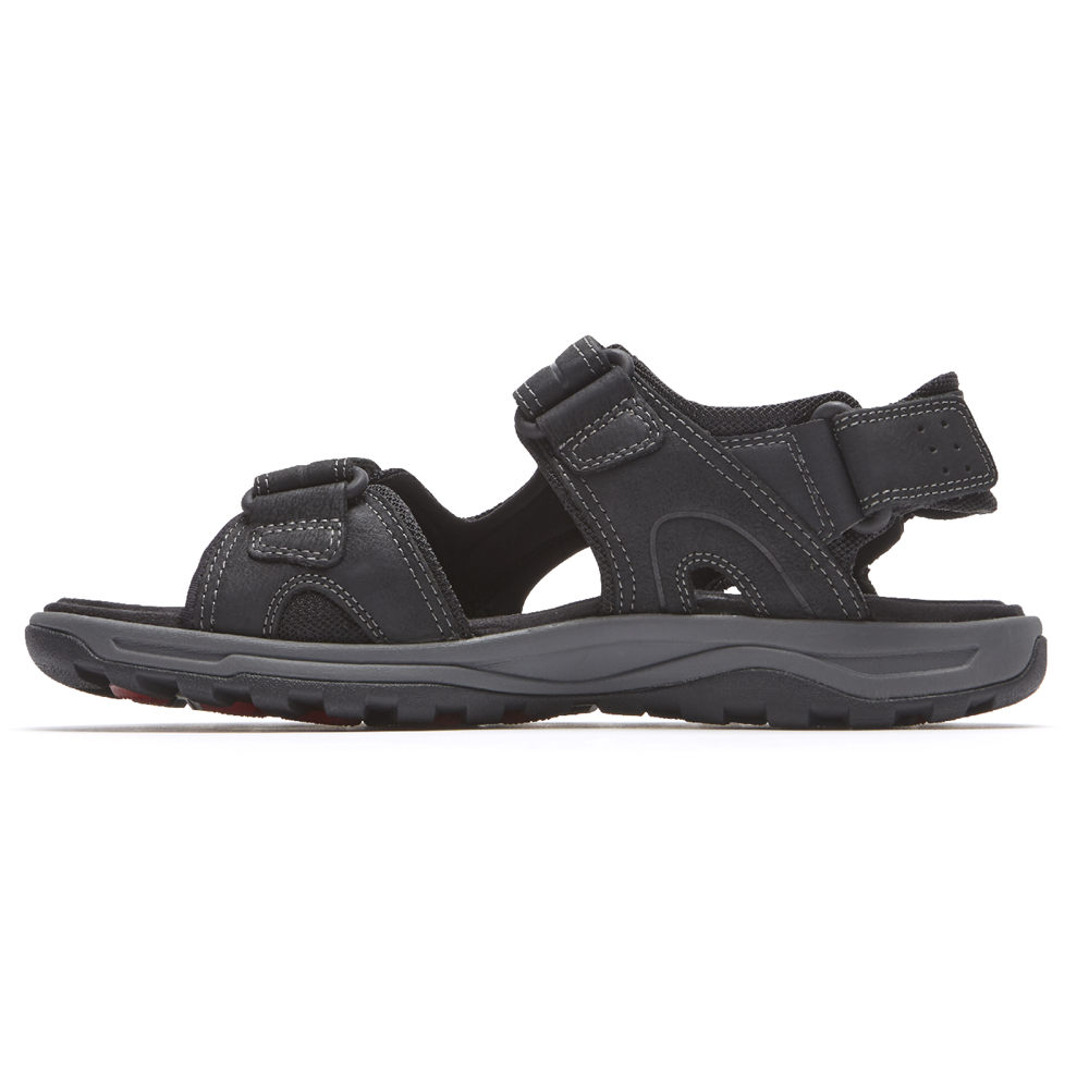 Sandalias Rockport Hombre Mexico - Trail Technique Adjustable Velcro Negros - ZKSVO1843